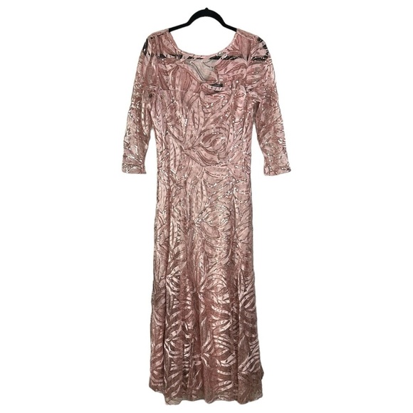 Tahari Sequin Embroidered A-Line Gown in Petal Pink Size 10 - Picture 3 of 8